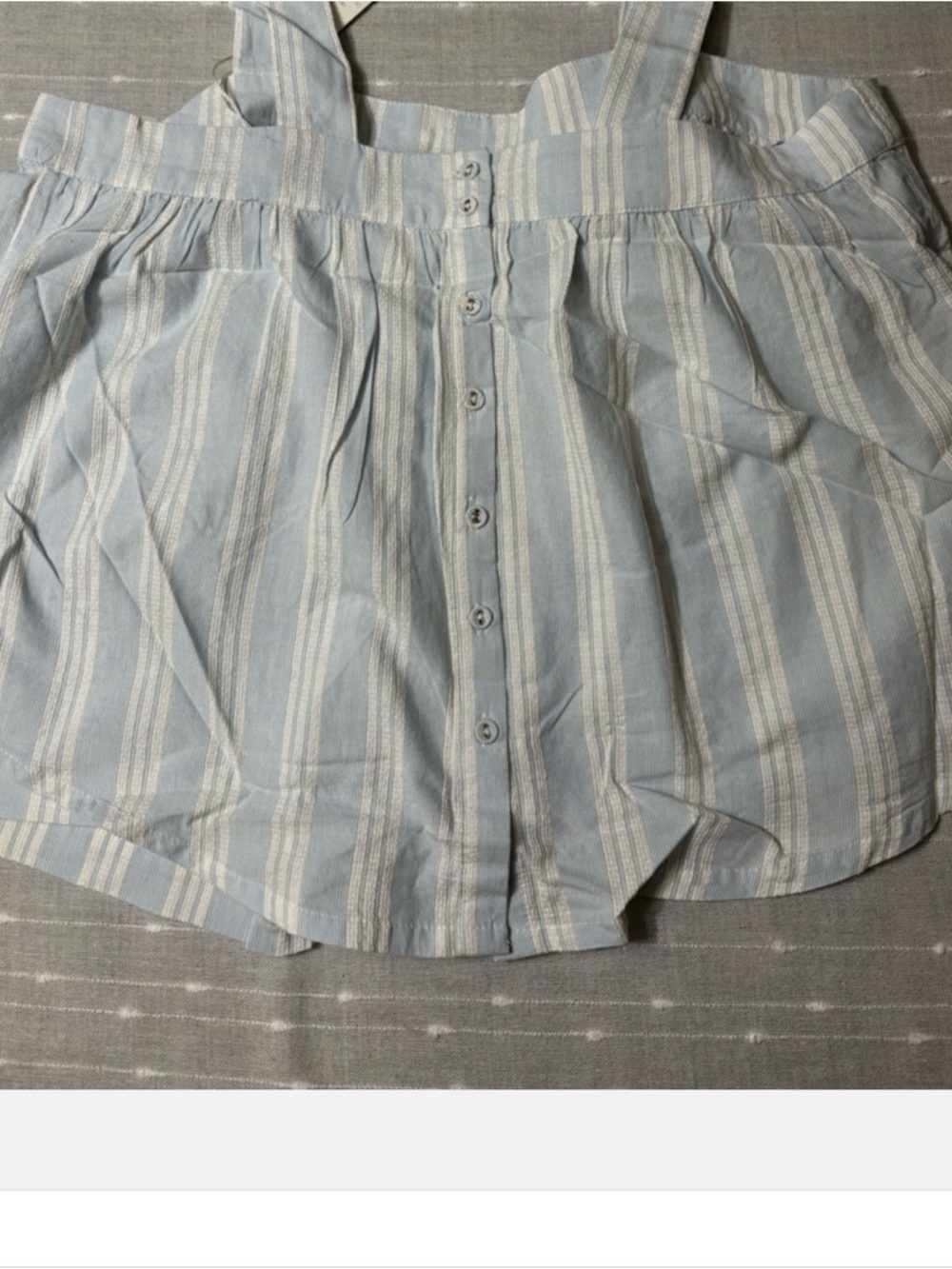 Light Blue Striped Button-Up Shirt and short set with Embroidered Hummingbird